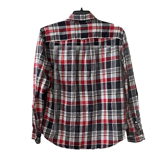 American Eagle Sz L Mens Seriously Soft Classic Fit Long Sleeve Blue Red Plaid - Picture 2 of 9